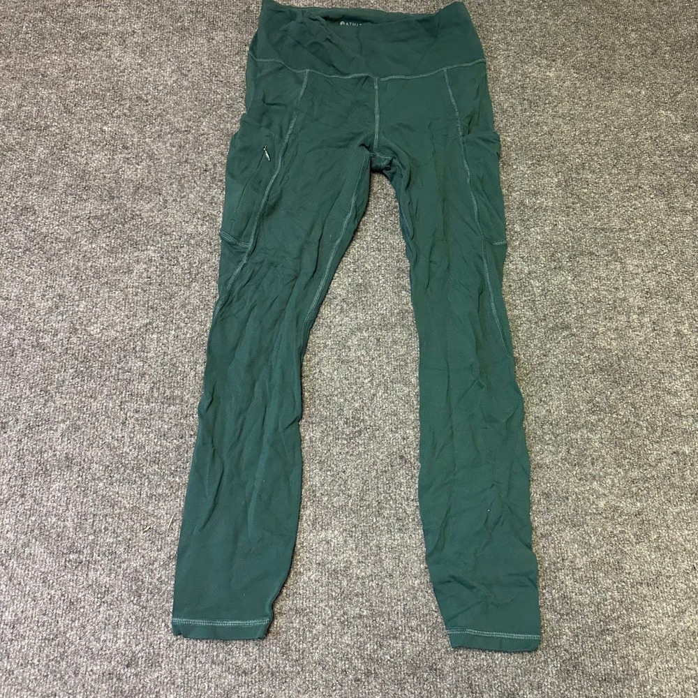 Athleta Leggings Womens Size S Green High Rise Compression Pockets Athletic Yoga